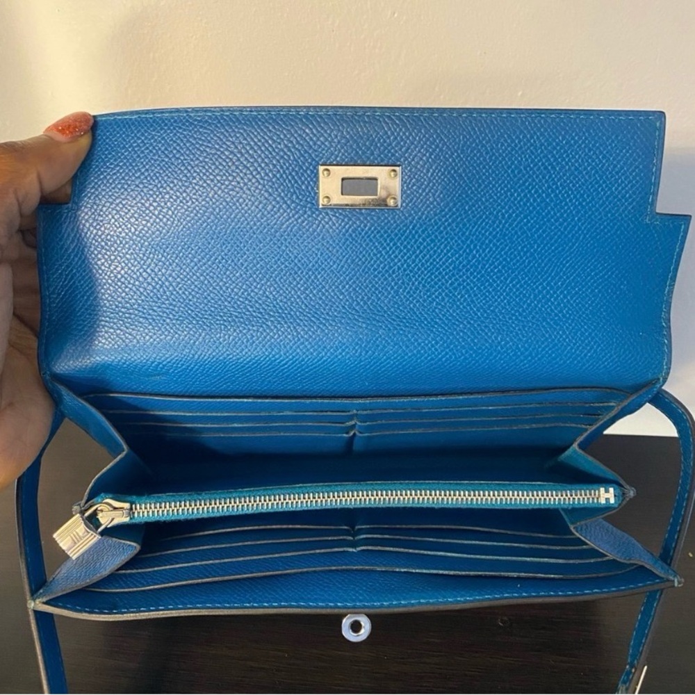 Authentic Hermes Kelly Blue Wallet with COA - Picture 6 of 7